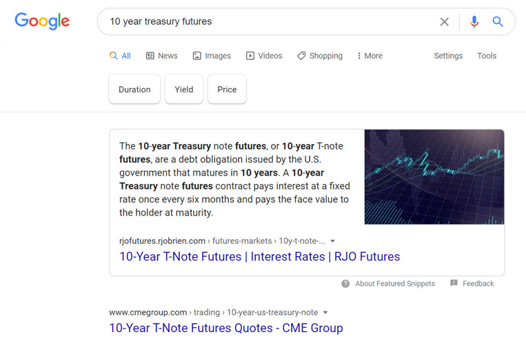 Picture showing RJO show up for search "10 year treasury futures"
