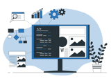 computer screen with code and graphs